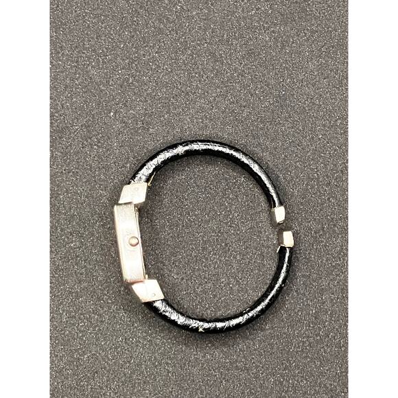 GENEVA *new battery* Silver Tone Cuff Watch Black Womens, Quartz, Leather - Picture 5 of 8